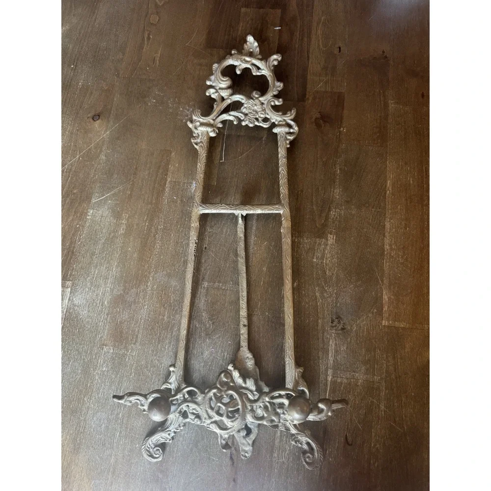 Vintage‎ Ornate Brass Table Top Art Easel Wedding Photo Frame Display Stand 20